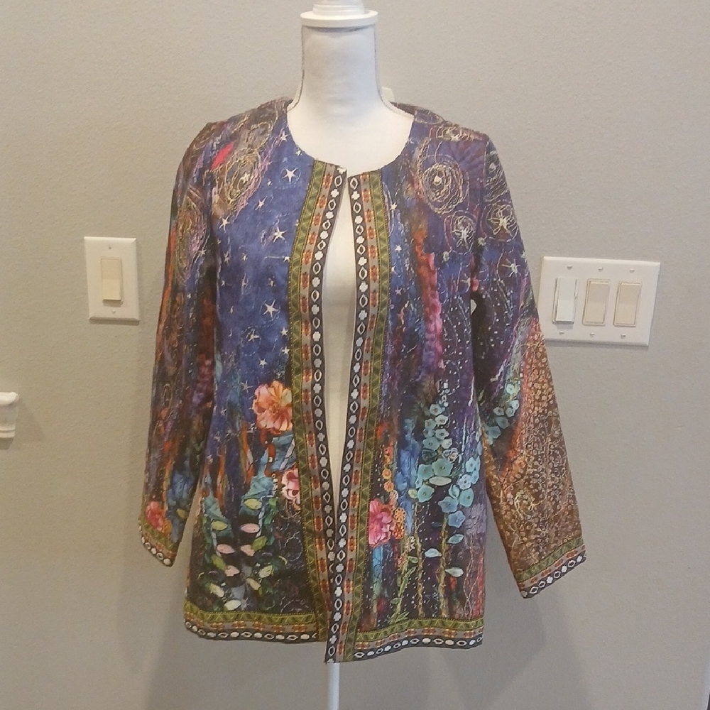 Nwt Floral Multicolor Women's Jacket Blazer Small Soft Boho - Picture 2 of 4